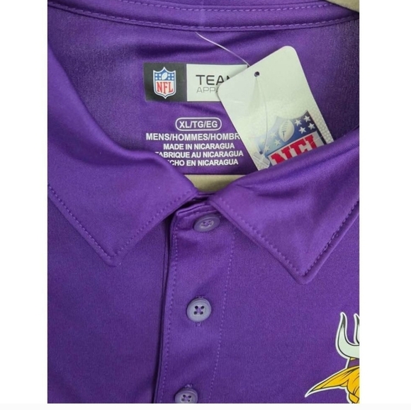 Minnesota Vikings Polo Shirt XL NWT NFL Team Apparel Purple Gold Fan Gear - Picture 3 of 8
